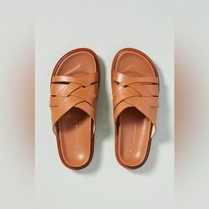 Anthropologie Vivianna Leather Slides Size 9